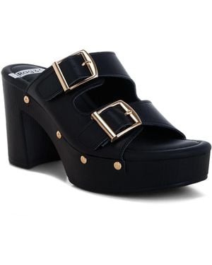 Rag & Co Kenna Dual Buckle Strap Sandals In White - Black