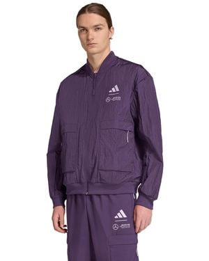 adidas Mercedes-amg Petronas F1 Team Premium Woven Full-zip Bomber Jacket - Purple