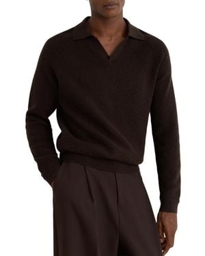 Reiss Spence Open-collar Textured-knit Sweater - Black