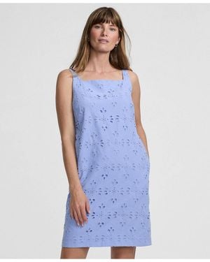 Lands' End Sleeveless Eyelet Shift Above The Knee Dress - Blue