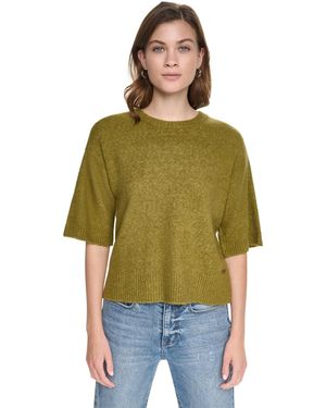 DKNY Rugby Short-sleeve Crewneck Boxy Sweater - Green