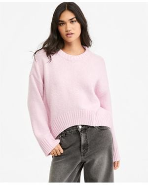 BarIII High-low Crewneck Long-sleeve Sweater - Pink