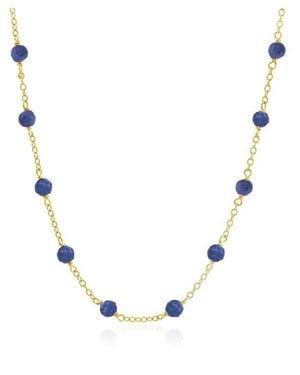 The Lovery Sapphire Bead Chain Necklace 14k Gold - Black