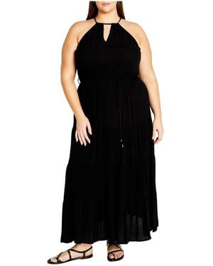 City Chic Plus Size Stacey Halter Neck Maxi Dress - Black