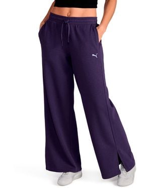PUMA Textured Knit Wide Leg Pants - Blue