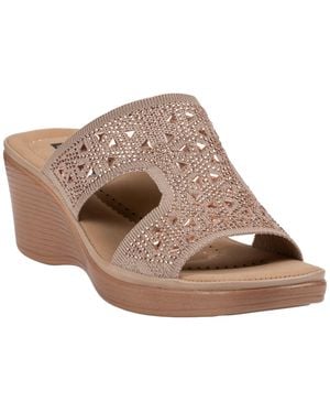 Gc Shoes Jaeya Embellished Knit Wedge Sandals - Brown
