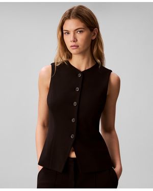 Calvin Klein V-neck Front Button Vest - Black