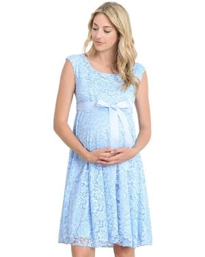 Hello Miss Maternity Lace A-line Dress - Blue