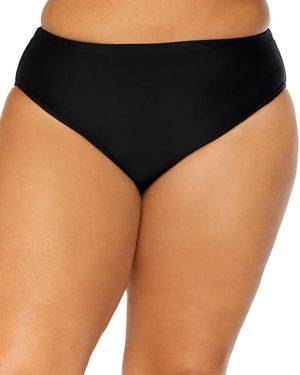 Island Escape Plus Size Solid Bikini Briefs - Black
