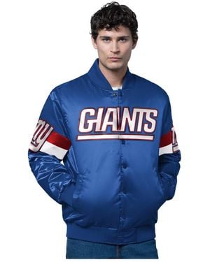 Starter New York Giants Triple Option Satin Varsity Full-snap Jacket - Blue