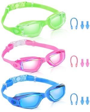 Gnuadz 3pc Swimming goggles Anti Fog Silicone Swim Glasses Nose Clip Ear Plugs - Green