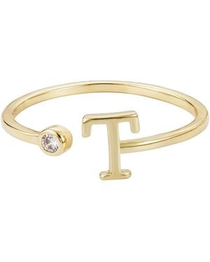 Adornia Gold Adjustable Cubic Zirconia Initial Ring - Metallic