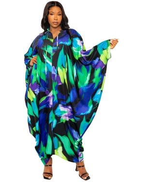 Buxom Couture Print Tunic Maxi Dress - Green