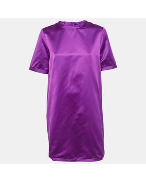 Pre-owned Burberry Purple Satin Shift Dress