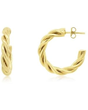 The Lovery Thin Twist Hoop Earrings 18k Over Brass - Metallic