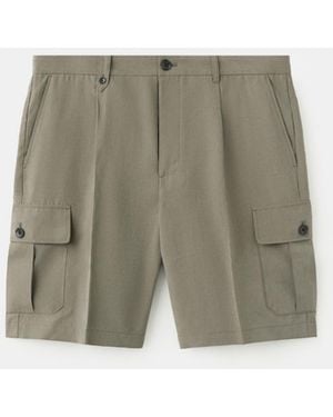 Mango Modal Blend 9.06" Cargo Bermuda Shorts - Green