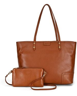 Old Trend Camellia Large Reversible Leather Tote Handbag - Brown