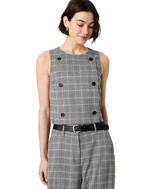 French Connection Matteo Jewel Neck Sleeveless Button-front Top - Gray