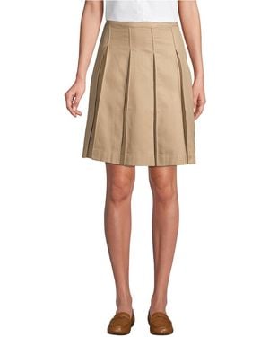 Lands' End Box Pleat Skirt Top Of Knee - Natural