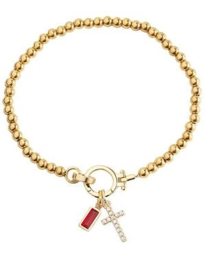 Mint & Lily Cross Charm Birthstone Bracelet - Metallic
