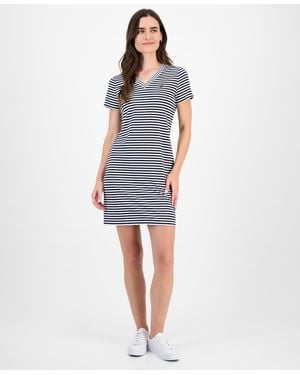 Nautica Nautica Striped V-neck T-shirt Dress - Blue