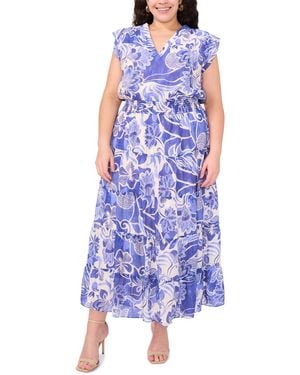 Msk Plus Size Printed Sleeveless Maxi Dress - Purple