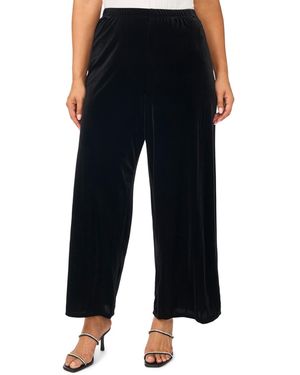 Msk Plus Size Velvet Palazzo Pull-on Pants - Black