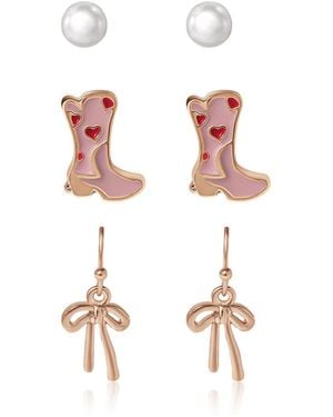 Jessica Simpson Kids Jessica Simpson Imitation Gold Plated 3-pack Stud Earrings Set - White