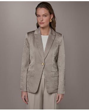 Donna Karan Novelty One-button Peak Lapel Blazer - Brown