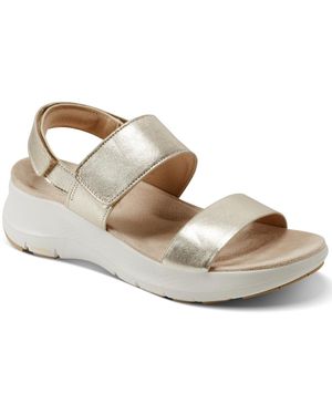 Rockport Qwera Open Toe Strappy Casual Wedge Sandals - Metallic