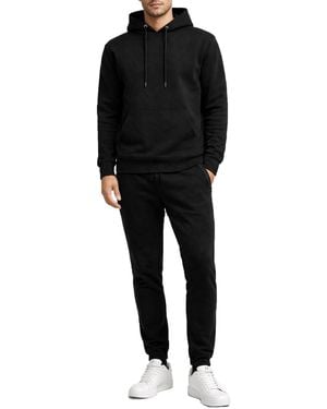 Q Active Soft Fleece Pullover Hoodie & Sweatpants jogging Set - Black
