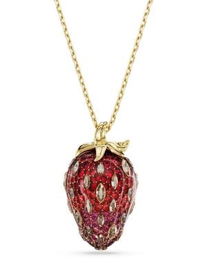 Swarovski Tone Plated Strawberry Pendant Necklace - Red
