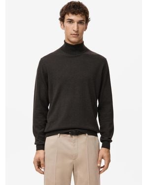 Mango Merino Wool Turtleneck Sweater - Black