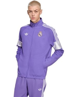 adidas Real Madrid Lifestyler Full-zip Raglan-sleeve Track Jacket - Purple
