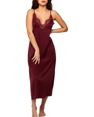 iCollection Tania Elegant Scalloped Lace And Satin Gown - Red