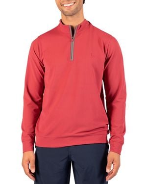 Tailorbyrd Micro Grid Performance Quarter Zip - Red