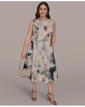 Donna Karan Plus Size Sleeveless Midi Dress - Brown