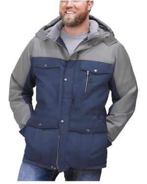 Boulder Creek Big & Tall By Kingsize Fleece-lined Parka With Detachable Hood And 6 Pockets - Blue