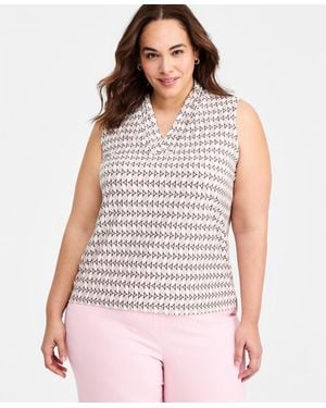 Anne Klein Plus Size Printed Sleeveless Top - Purple