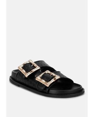 LONDON RAG Zooper Chunky Buckle Slip-on Flats - Black