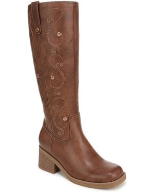 Dr. Scholls Joplin Square Toe Block Heel Riding Tall Boots - Brown