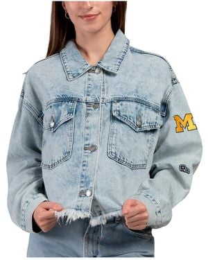Hype and Vice Michigan Wolverines Lightwash Full-button Jean Jacket - Blue