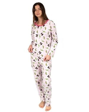 Leveret Matching Family Two-piece Cotton Long Sleeve Loose Fit Pajamas - White