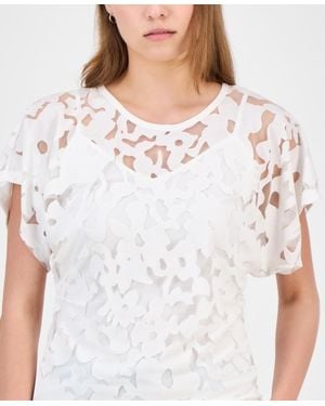 BOSS Floral Lace Top - White