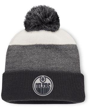 Fanatics Black/light Beige Edmonton Oilers Monochrome Cuffed Knit Hat - Gray