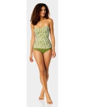 Anne Cole Twist Front Ruched Tankini Top High Waistband Bottoms - Yellow