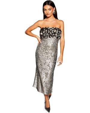Warehouse Runway Column Midi Dress - Metallic