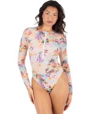 Hurley Scenic Sunset Zip-front Moderate One-piece Surf Suit - White