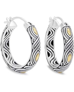 DEVATA 25mm Woven Hoop Earrings - Metallic