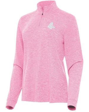 Antigua Boston Red Sox Mentor Lightweight Mock Neck Quarter-zip Top - Pink